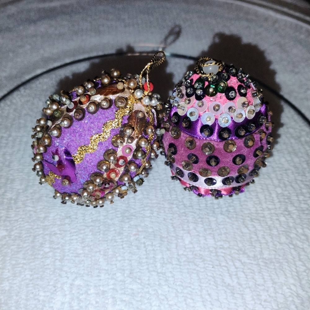 Decorative Handmade Christmas Ornament / Beaded Easter Eggs Vintage Lot Of 9 - Picture 5 of 14